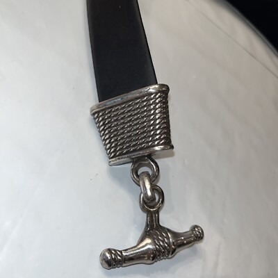 Black Leather BELT Silver ROPE LOOP Hook buckle PIRATE 