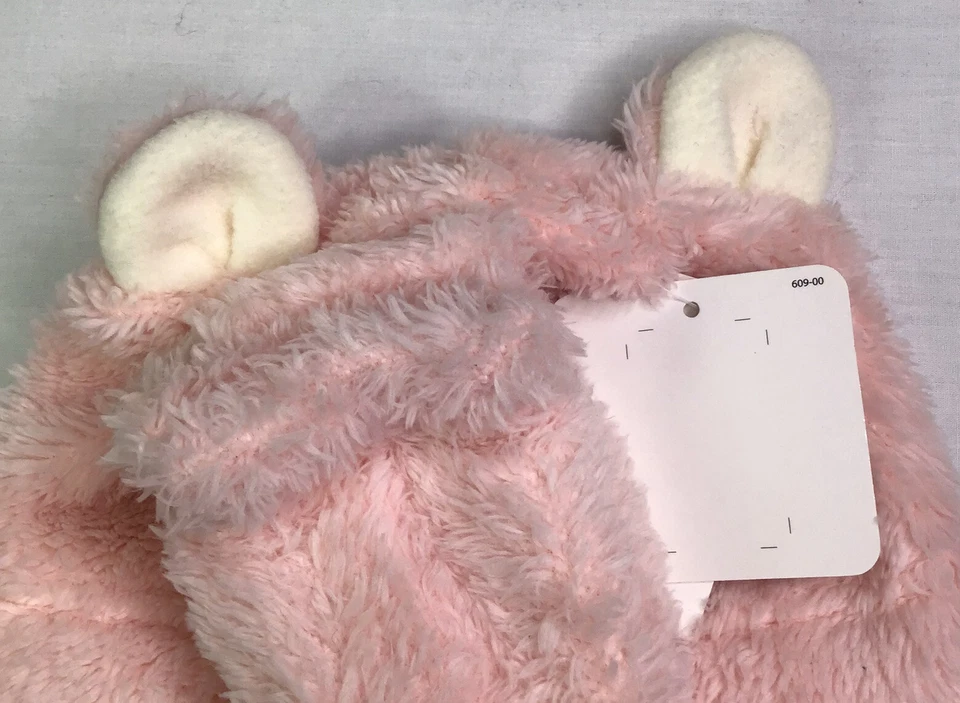 Sombrero y mitones para bebé niña rosa suave felpa orejas de oso talla 0-12M Foto 2 de 3