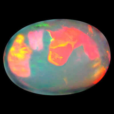 9.39 ct Five-star Oval Cabochon (19 x 14 mm) Ethiopia Play of s Rainbow Opal