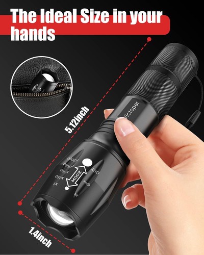 Victoper LED Flashlight 2 Pack Bright 3500 Lumens Tactical Torch High Lumens ... - Picture 6 of 7