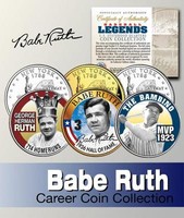 Babe Ruth Career Hof Ny State Quarter 3-coin Set Babe Ruth Career Hof Ny State Quarter 3-coin Set