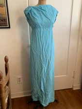 LORRIE DEB Gown Vintage Blue Snap Sach Bow Trim Empire Pleated Formal  XS