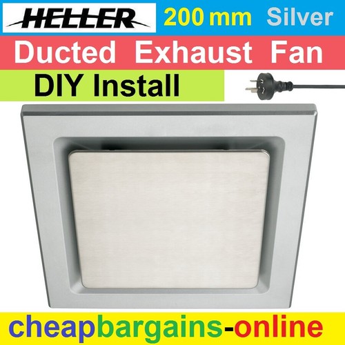 DUCTED EXHAUST FAN VENTILATOR VENT SILVER 200 mm HELLER HEFM200SSQ DIY