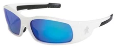 MCR Safety Swagger Safety Glasses Sunglasses White Frame Blue Mirror Lenses Z87