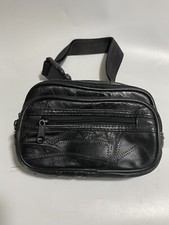 Vintage Patchwork Leather Boho Fanny Pack Black Belt Bag Y2K Pockets Pockets 