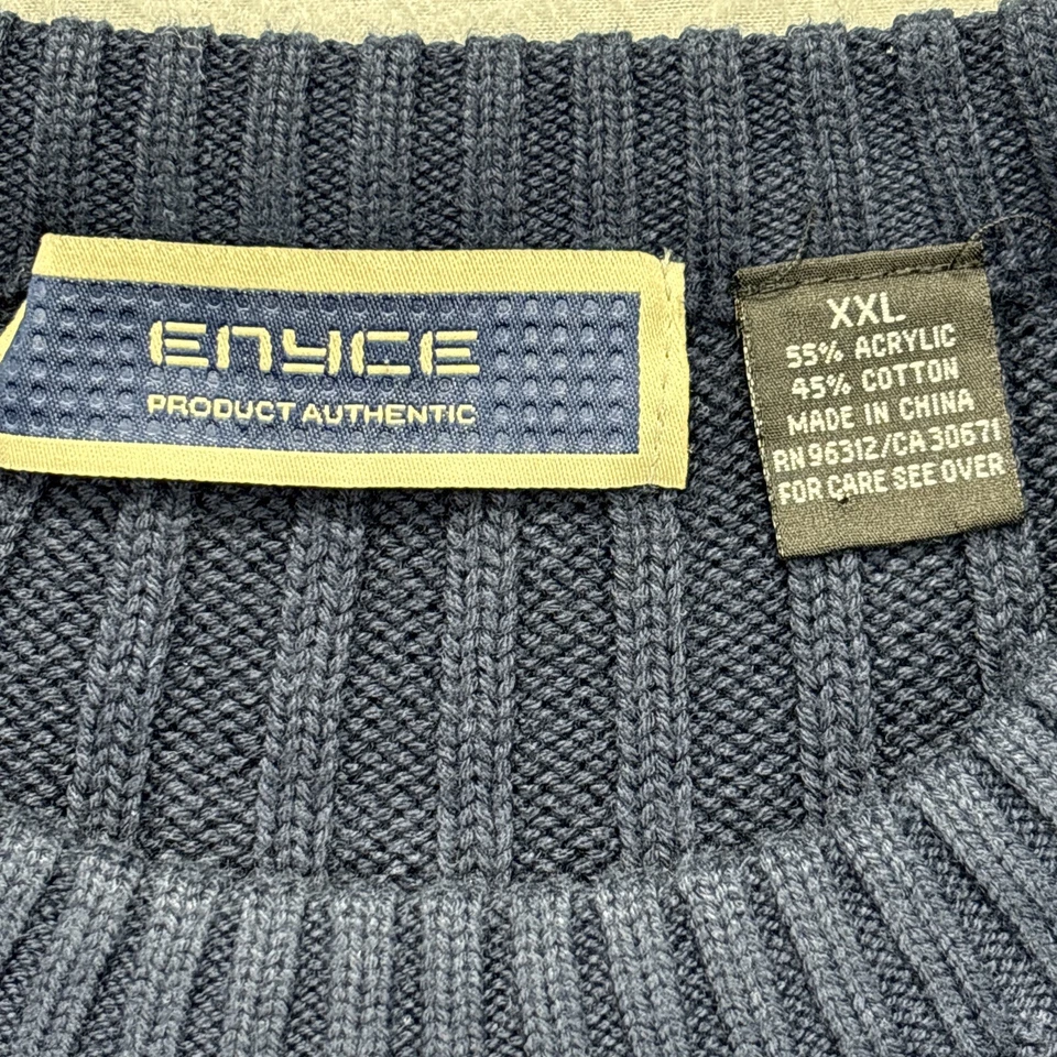 Винтажный Enyce свитер мужской 2XL синий пуловер с надписью Streetwear Y2K хип-хоп гранж - Изображение 4 из 4