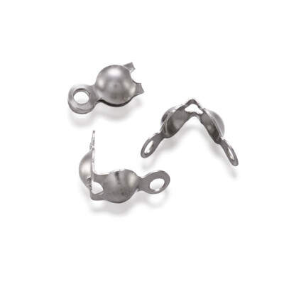 500pcs Quality Stainless Steel Bead Tips Knot Covers Open Clamshell Craft 6x4mm