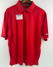 Champion Performance Men Short Sleeve Double Dry Ultimate Polo Shirt Red L NWT