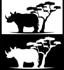 Rhino Tree 2 Graphic Vinyl Decal Car Truck Tumbler Laptop Tablet Notebook Window