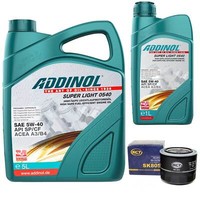 MotoröL Set Addinol 5W-40 Super Light 6 Liter + ÖLfilter FüR Opel Astra G 2.0