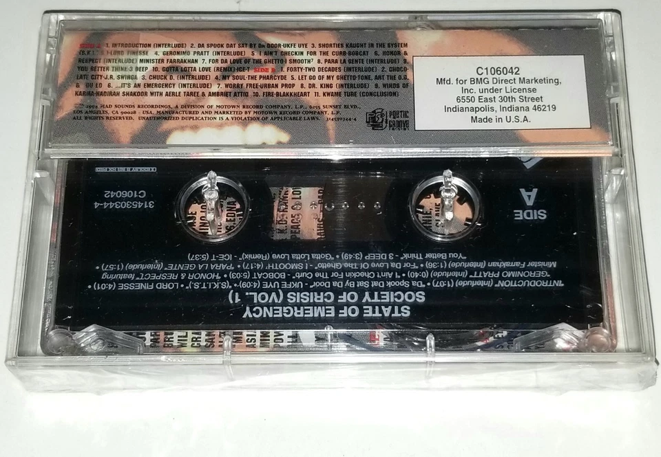 STATE OF EMERGENCY SEALED TAPE 1994 CASSETTE MAD SOUNDS RECORDS RAP PHARCYDE lp - Image 4 of 4