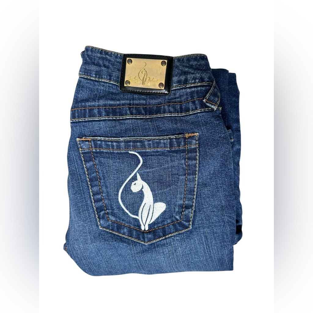 Y2K Baby Phat Flare Jeans Sz 5 Medium Wash Low Rise Bootcut Denim