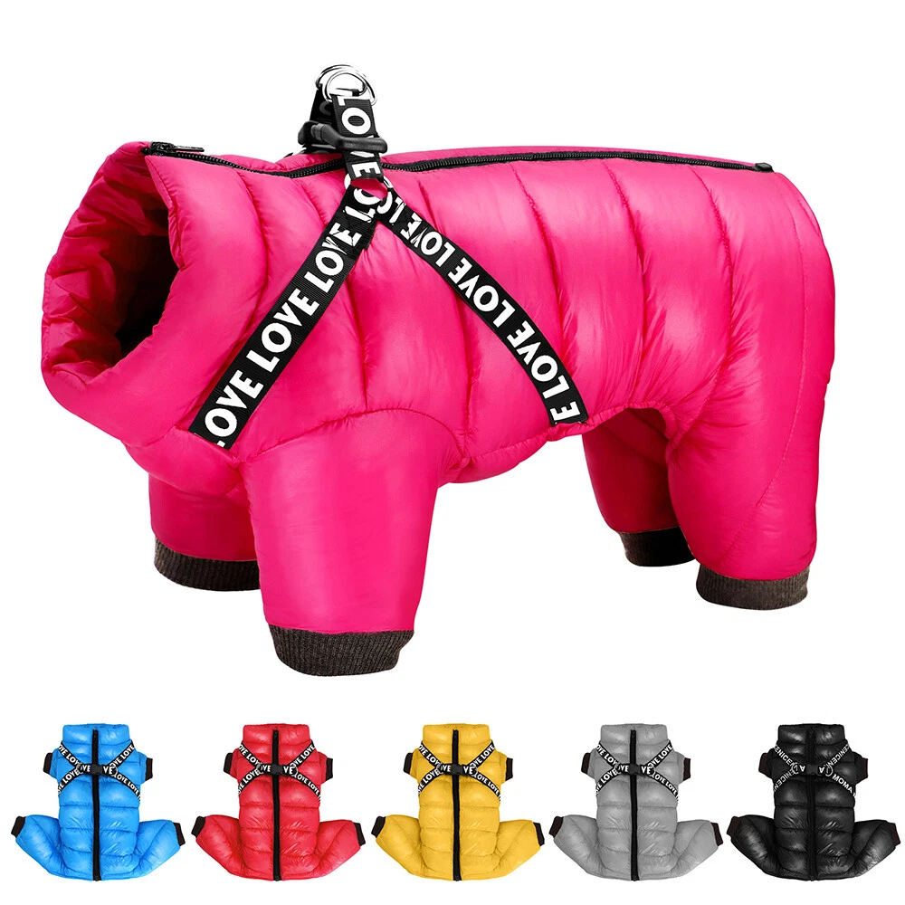 Dog Jacket With Harness Winter Warm Clothes Coat For Chihuahua French  Bulldog | eBay