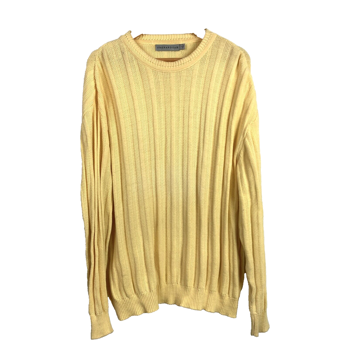 Vintage Shenandoah Textured Knit Yellow Golf Sweater Mens Large