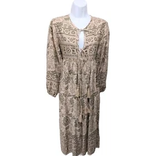 NWT R. Vivimos Long Sleeve Floral Retro Bohemian Midi Dress Womens S Romantic 