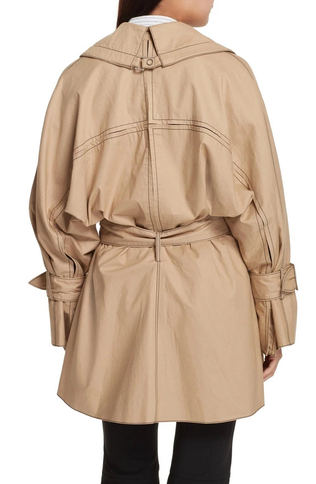 CEREMONIA DE APERTURA Chaqueta gabardina de popelina de algodón con cinturón color caqui tostado 6 = S Foto 4 de 4