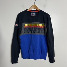 Superdry Sweater Mens Medium Crewneck Navy Blue Cotton