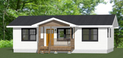 36x24 House -- 2 Bedroom 2 Bath -- 864 sq ft -- PDF Floor Plan -- Model 1D