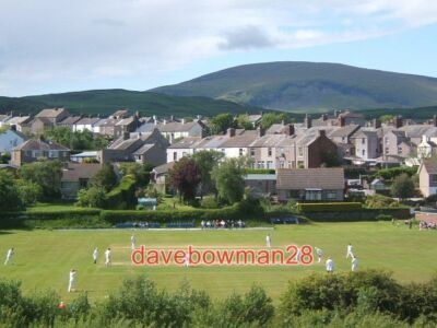 PHOTO  MILLOM CRICKET GROUND AND HOLBORN HILL BLACK COMBE BEHIND TAKEN FROM BESI