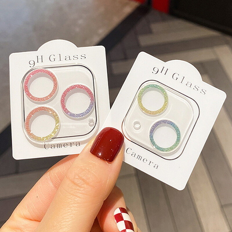 For iPhone 16 Pro Max 15 14 13 12 Glitter Camera Lens Protector Tempered Glass