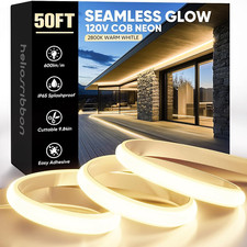 50Ft COB LED Neon Rope Lights, 2800K Warm White, Waterproof for Indoor/Outdoor U