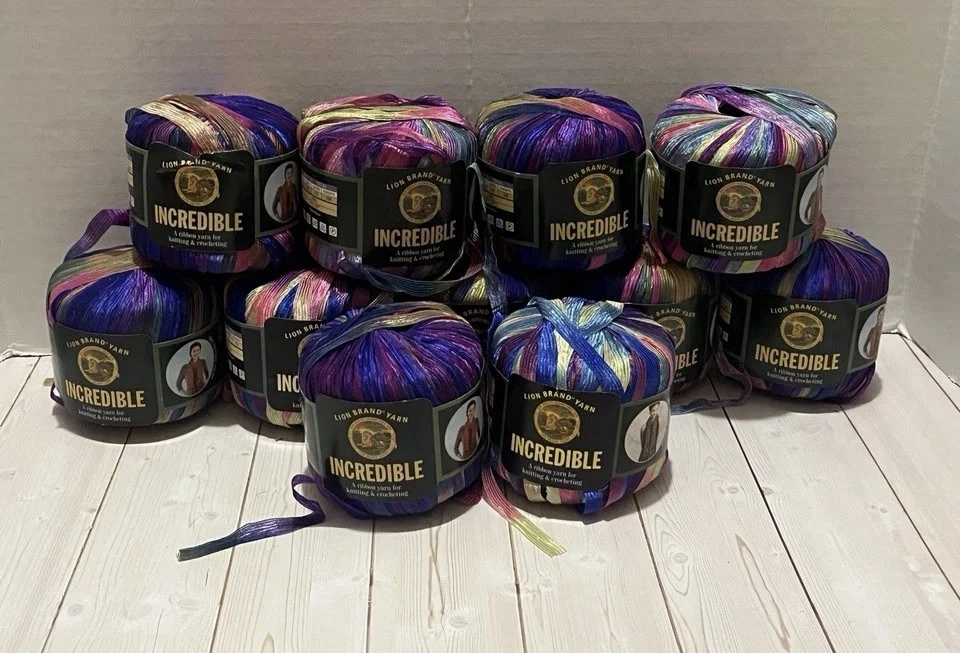 Lot of 10 balls Lion Brand Incredible ribbon yarn Carnival 205 - product detail image 1