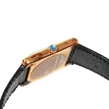 CARTIER Mast Tank LM Vermeil 590005 Women's Square Dial Black Leather Band Auth