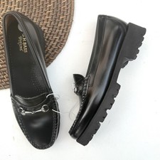 G.H. BASS Womens Shoes Loafers Black Liana Bit Lug Sole Weejuns Leather 8