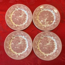 English Ironstone Transferware Dessert Plates Set of 4 6" England Vintage Scenic