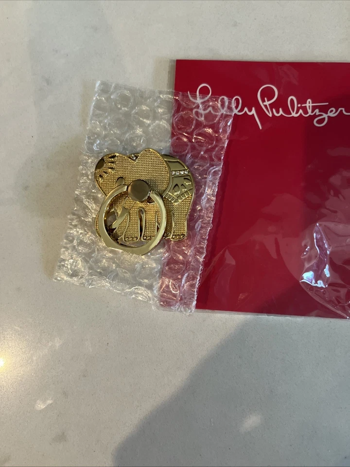 NUEVO CON ETIQUETAS Anillo Teléfono Lily Pulitzer GWP Critter Dorado Metálico Elefante Foto 3 de 4