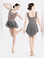 Revolution pink gray lyrical floral dance costume Sylvia RC24549 LC-large child
