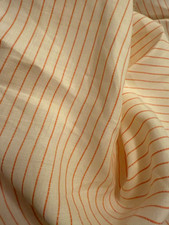 100 Flax Linen Fabric Yarn Dyed Dobby Red Stripe Off White Ground 58" Wide