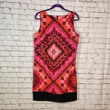 AB STUDIO Pink Red Black  Sleeveless Knee High Sheath Dress Size 16 Baby Shower