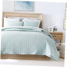 Quilt King Size Lightweight Quilt for Summer, King 106" x 96" Aqua Blue