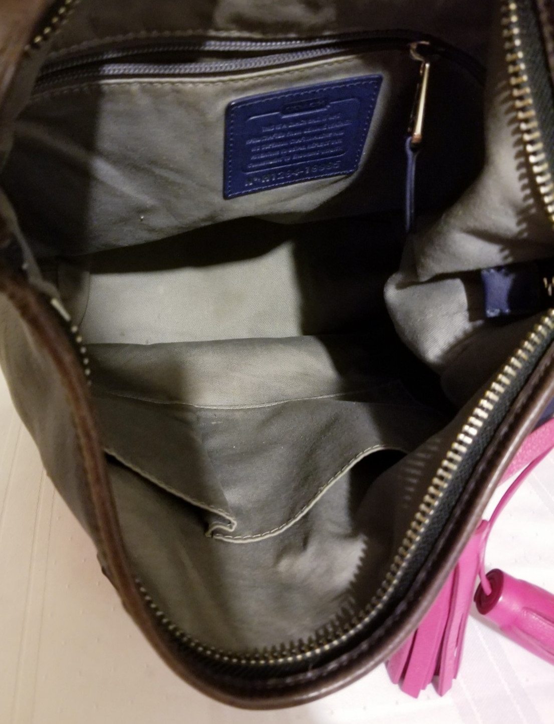 COACH VINTAGE Hot Pink Navy Brown LEATHER SHOULDER BAG N. H1294-19995 HANDBAG image 10