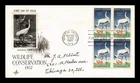 DR JIM STAMPS US COVER WHOOPING CRANES WILDLIFE CONSERVATION FDC BLOCK OF 4