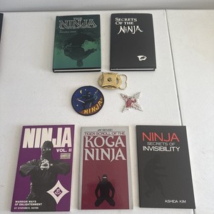 Ninja Master Collection Books, Patch, Belt Buckle And Nunchaku