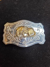 Large Western Horse Cowboy Cowgirl Gold/Silver Metal Belt Buckle