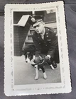 Vintage Photo Snapshot Military Soldier Officer & His Dog WW2  1944 Cigarette