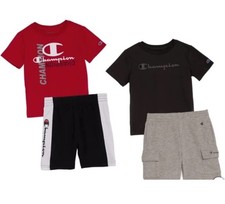 Champion Kids 4-Pc Active Set Red/Black Shirts-Gray/Black Shorts Size 4T NEW