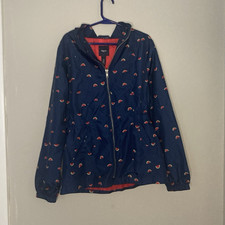 GapKids Boys Blue/Red Hooded Lightweight Windbreaker Jacket, Zip, XL