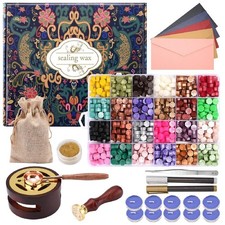 Wax Seal Stamp Kit - 24 Colors, 624 Pcs Stamp Beads, Sealing Wax Warmer,