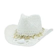 Western Straw Cowgirl Hat Large Brim Summer Beach Sun Hat 4 Colors