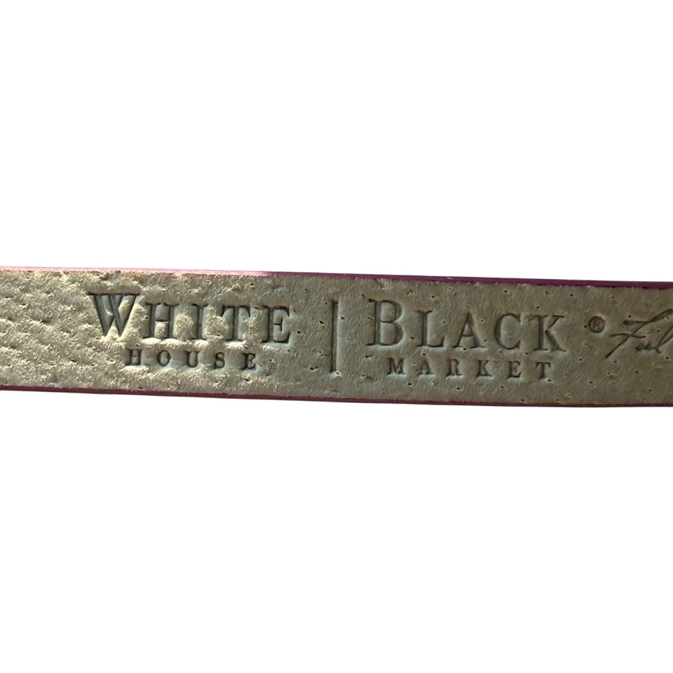 White House Black Market Leather Belt Women's SZ Small Pink Preppy Silver Bow - Image 4 of 4