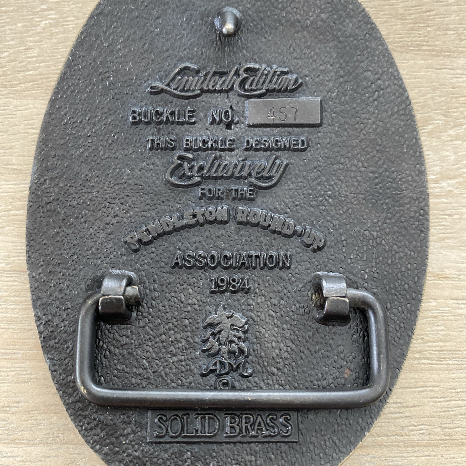 1984 Pendleton Round-Up Solid Brass Belt Buckle #… - image 4