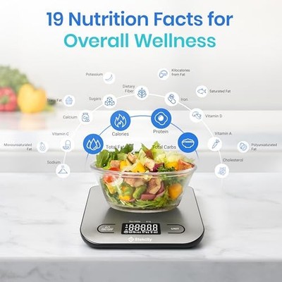 ETEKCITY FOOD NUTRITION KITCHEN SCALE DIGITAL GRAMS OUNCES WEIGHT LOSS - SILVER