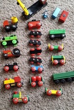 Vintage BRIO Wooden Large LOT 65 pc .. 19 Train pc 49 Track Dwnn By The Station