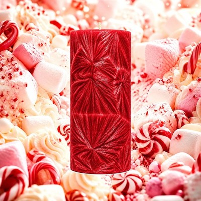 Christmas Marshmallows Pillar Candle - 4 Sizes - Choose Your Colour