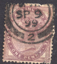 9 SEP 1899 dated postmark on Great Britain GB UK QV Victoria 1 penny mauve