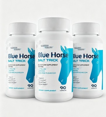 Blue Horse Salt Trick - Our Best Blood Flow Supplement for Men-90 Caps 3pack US